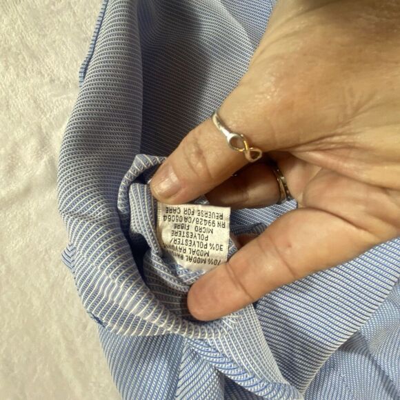 Bugatchi Uomo Long Sleeve Shirt Small Super Soft Modal Poly Blend Blue Textured - Picture 6 of 10